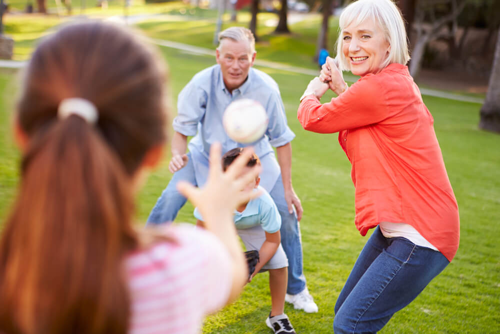 Mature woman playing softball